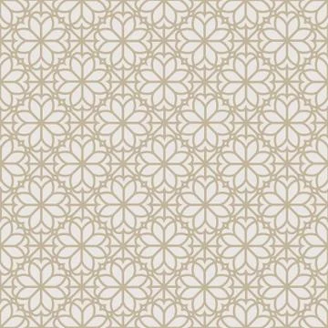 Abstract floral line seamless pattern. Arabic mosaic ornament, geometric shapes. Stock Illustration