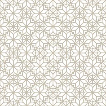 Abstract floral line seamless pattern. Arabic mosaic ornament, geometric shapes. Stock Illustration