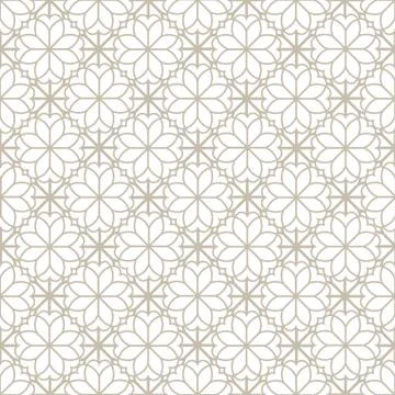 Abstract floral line seamless pattern. Arabic mosaic ornament, geometric shapes. Stock Illustration