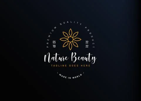 Abstract floral logo design. Vector illustration of botanical floral monoline Stock Illustration