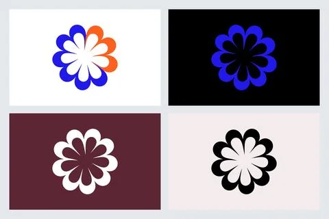Abstract Floral Logo Icon Set in Four Styles Illustrazione stock
