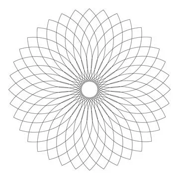 Abstract Floral Mandala Line Pattern on White Background Stock Illustration