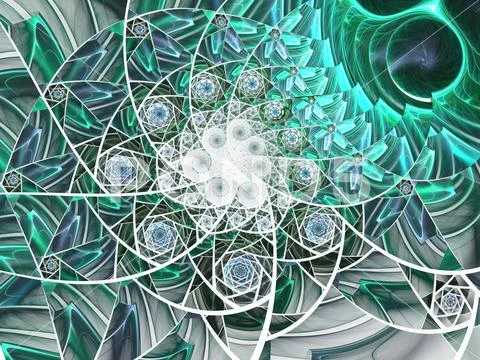 Abstract floral mosaic stain glass composition in green tone Stock Illustration