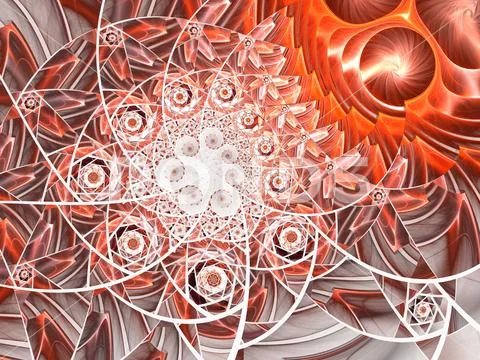 Abstract floral mosaic stain glass composition in red Stock Illustration