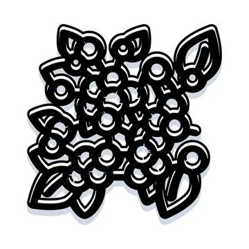 Abstract floral pattern with black and white line art 库存插图