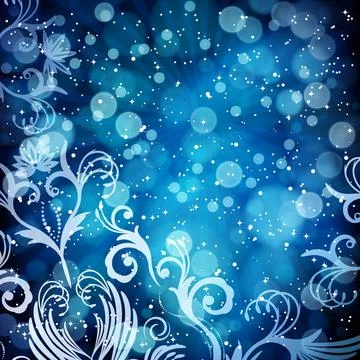 Abstract floral pattern on a blue background, made of transparent rays, sta.. Stock Photos