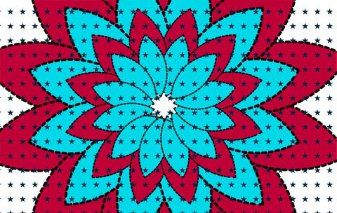 Abstract Floral Pattern With Blue Petals On Vibrant Pink And Magenta Backgrou Stock Illustration