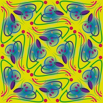 Abstract Floral Pattern with Bright Colors Stock Illustration