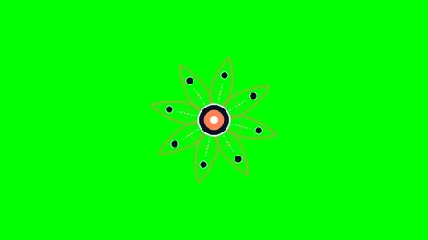 Abstract floral pattern with a central core on a bright green background Stock Footage 340904302