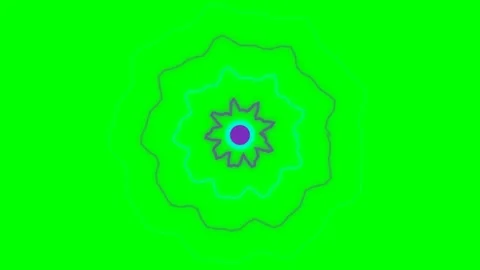 Abstract floral pattern with concentric glowing lines on green background Stock Footage 340903410