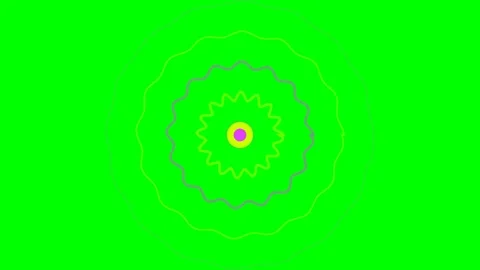 Abstract floral pattern with concentric wavy circles on a green background Stock Footage 340902849