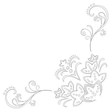 Abstract floral pattern, contour Stock Illustration