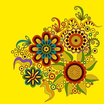 Abstract Floral Pattern, Contour Stock Illustration