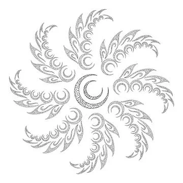 Abstract Floral Pattern, Contour Illustrazione stock