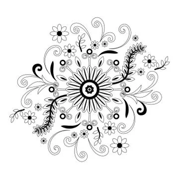 Abstract Floral Pattern, Contour Stock Illustration