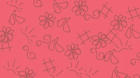 Abstract Floral Pattern on Coral Background - A Playful Design. Stock Footage 321847175