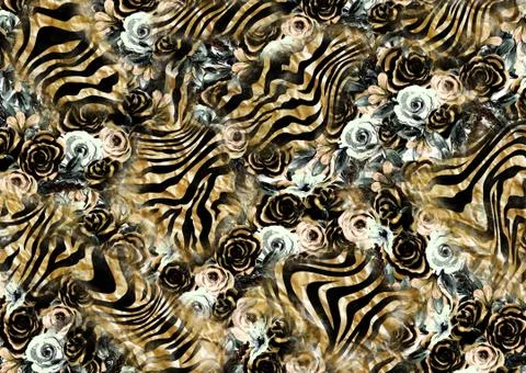 Abstract floral pattern with fabric texture Stock Illustration