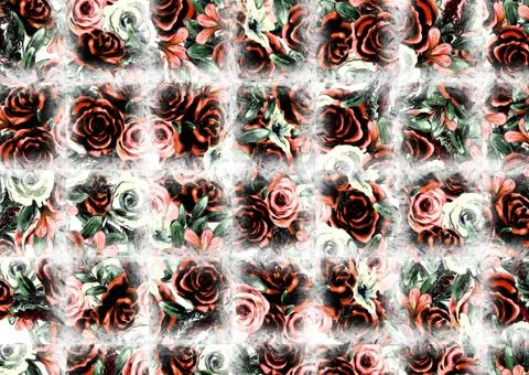 Abstract floral pattern with fabric texture Stock Illustration