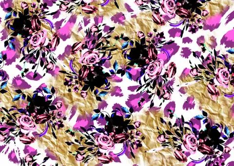 Abstract floral pattern with fabric texture Stock Illustration
