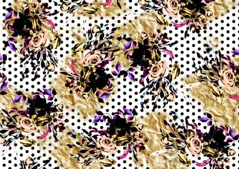 Abstract floral pattern with fabric texture Stock Illustration