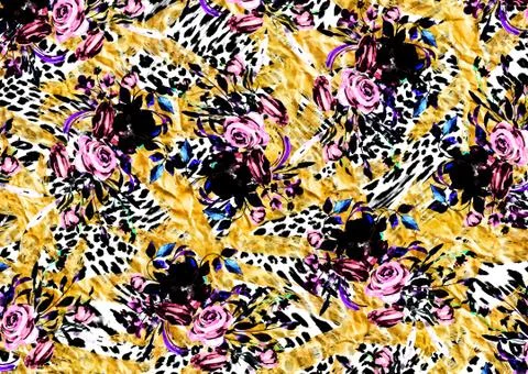 Abstract floral pattern with fabric texture Stock Illustration