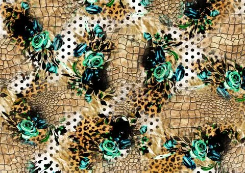 Abstract floral pattern with fabric texture Stock Illustration