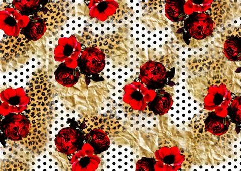 Abstract floral pattern with fabric texture Stock Illustration