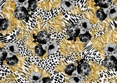 Abstract floral pattern with fabric texture Stock Illustration