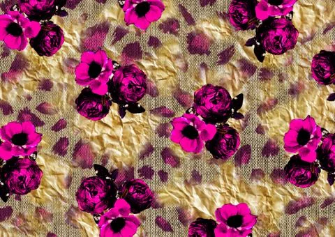 Abstract floral pattern with fabric texture Stock Illustration