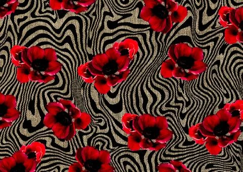 Abstract floral pattern with fabric texture 스톡 일러스트