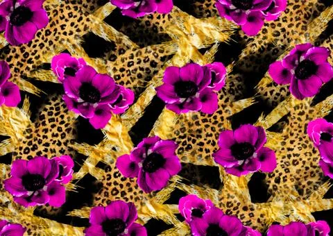 Abstract floral pattern with fabric texture 스톡 일러스트