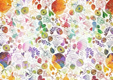 Abstract floral pattern with fabric texture Stock Illustration