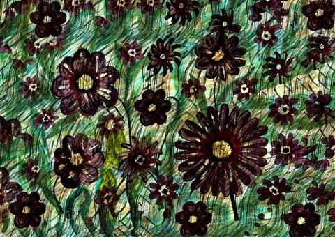Abstract floral pattern with fabric texture Stock Illustration