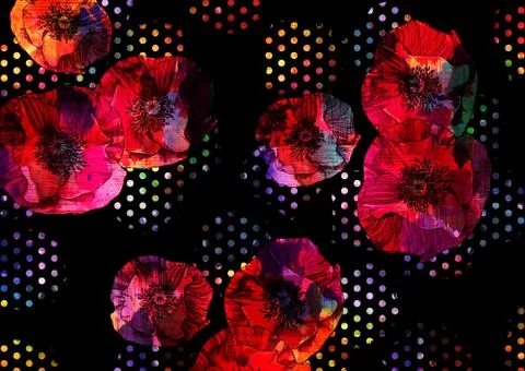 Abstract floral pattern with fabric texture Stock Illustration