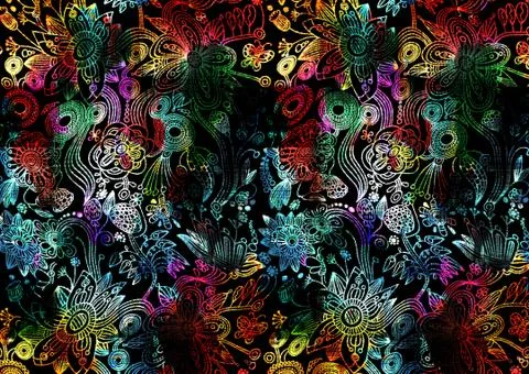 Abstract floral pattern with fabric texture Stock Illustration