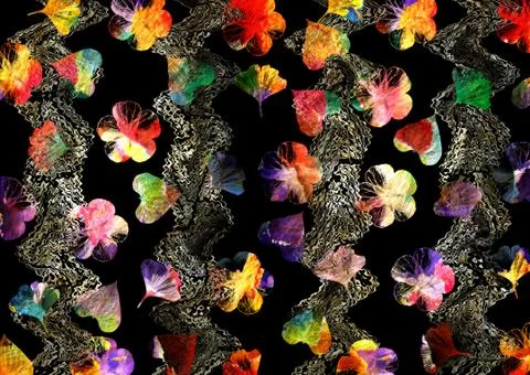 Abstract floral pattern with fabric texture Stock Illustration