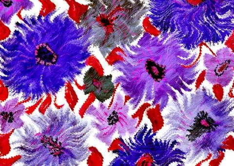 Abstract floral pattern with fabric texture イラスト素材