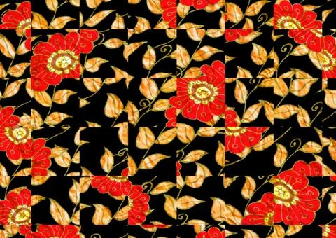 Abstract floral pattern with fabric texture Stock Illustration