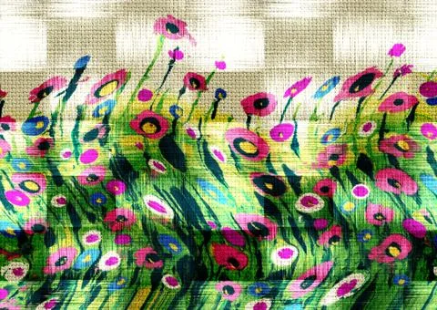 Abstract floral pattern with fabric texture Stock Illustration