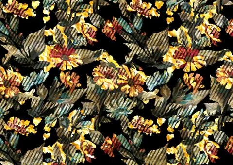 Abstract floral pattern with fabric texture Stock Illustration