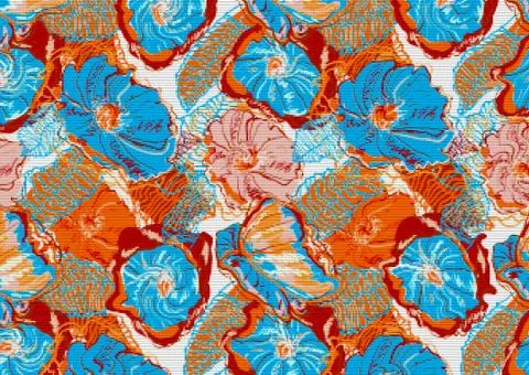 Abstract floral pattern with fabric texture Stock Illustration