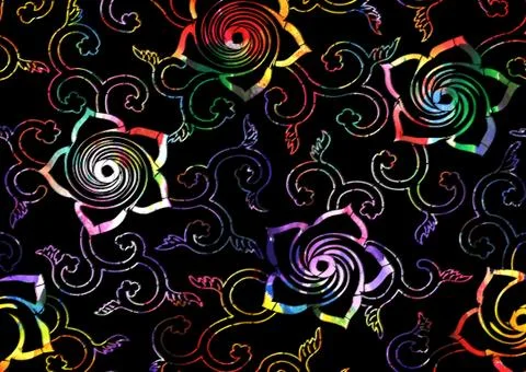 Abstract floral pattern with fabric texture Stock Illustration
