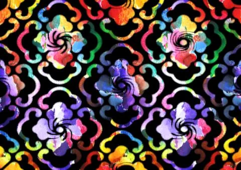 Abstract floral pattern with fabric texture Stock Illustration