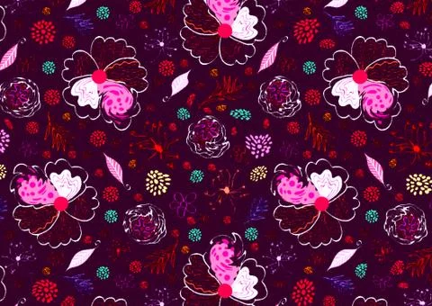 Abstract floral pattern with fabric texture Stock Illustration