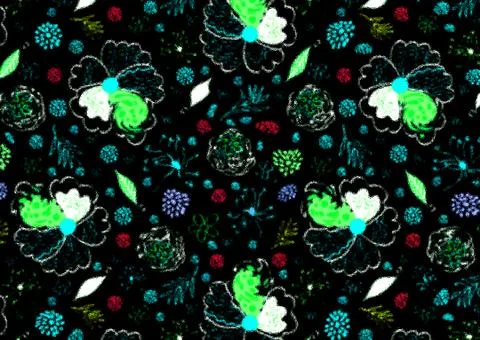 Abstract floral pattern with fabric texture Stock Illustration