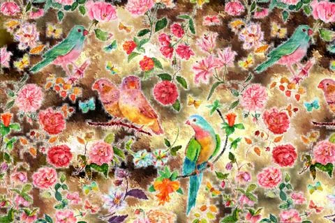 Abstract floral pattern with fabric texture Stock Illustration