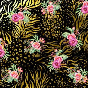 Abstract floral pattern with fabric texture Stock Illustration