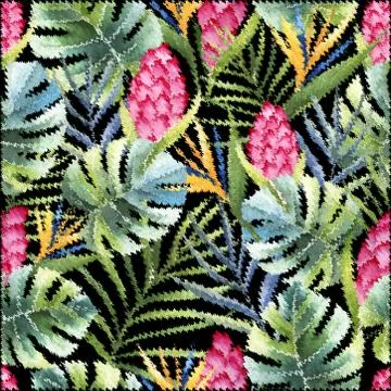 Abstract floral pattern with fabric texture Stock Illustration