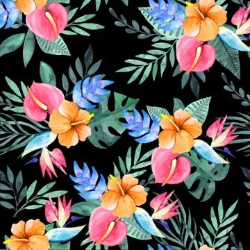 Abstract floral pattern with fabric texture Stock Illustration