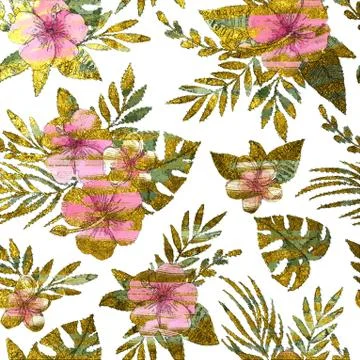 Abstract floral pattern with fabric texture Stock Illustration